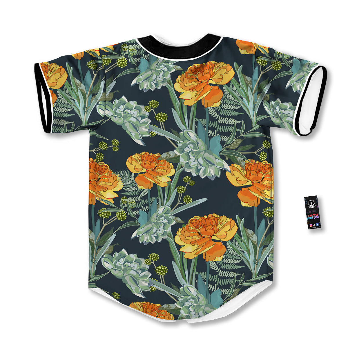 Tulip Spring Yellow Print Pattern Baseball Jersey-grizzshop