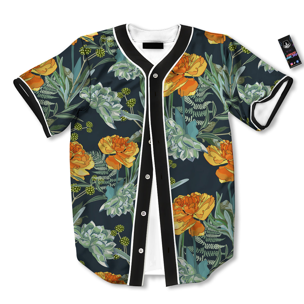 Tulip Spring Yellow Print Pattern Baseball Jersey-grizzshop