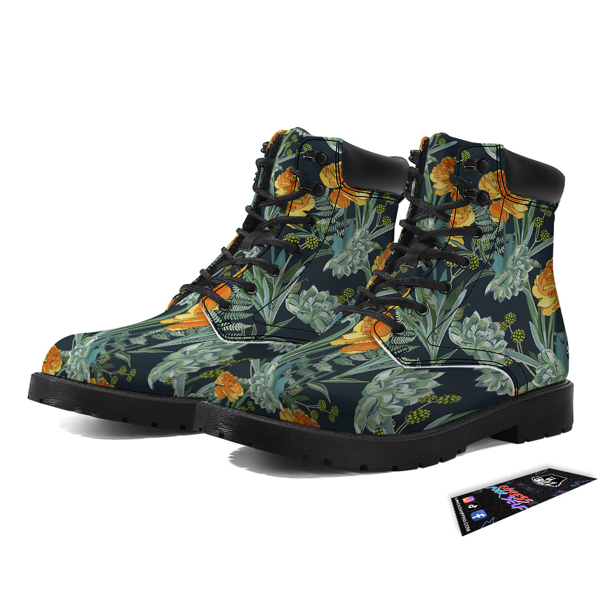 Tulip Spring Yellow Print Pattern Boots-grizzshop
