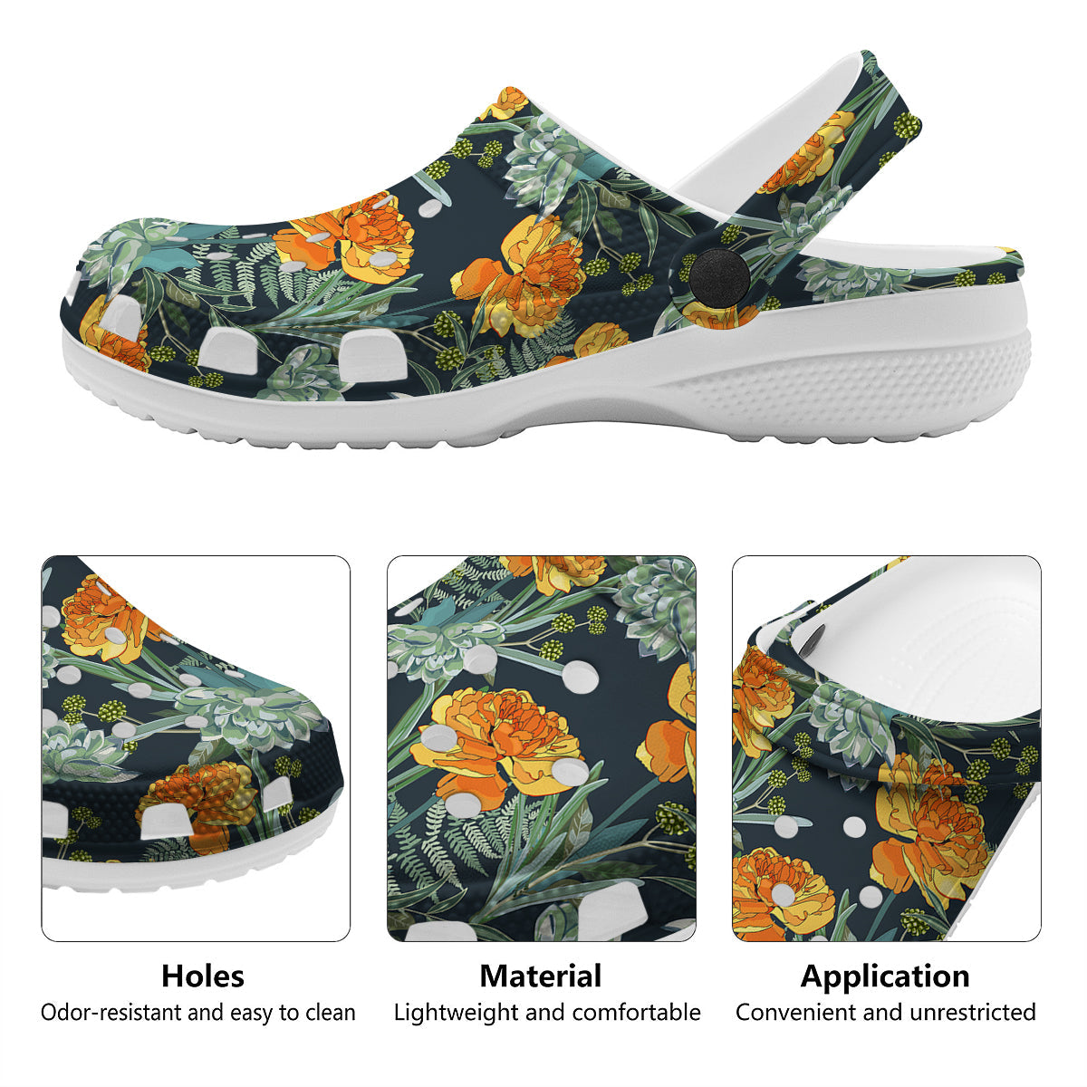 Tulip Spring Yellow Print Pattern Clog-grizzshop