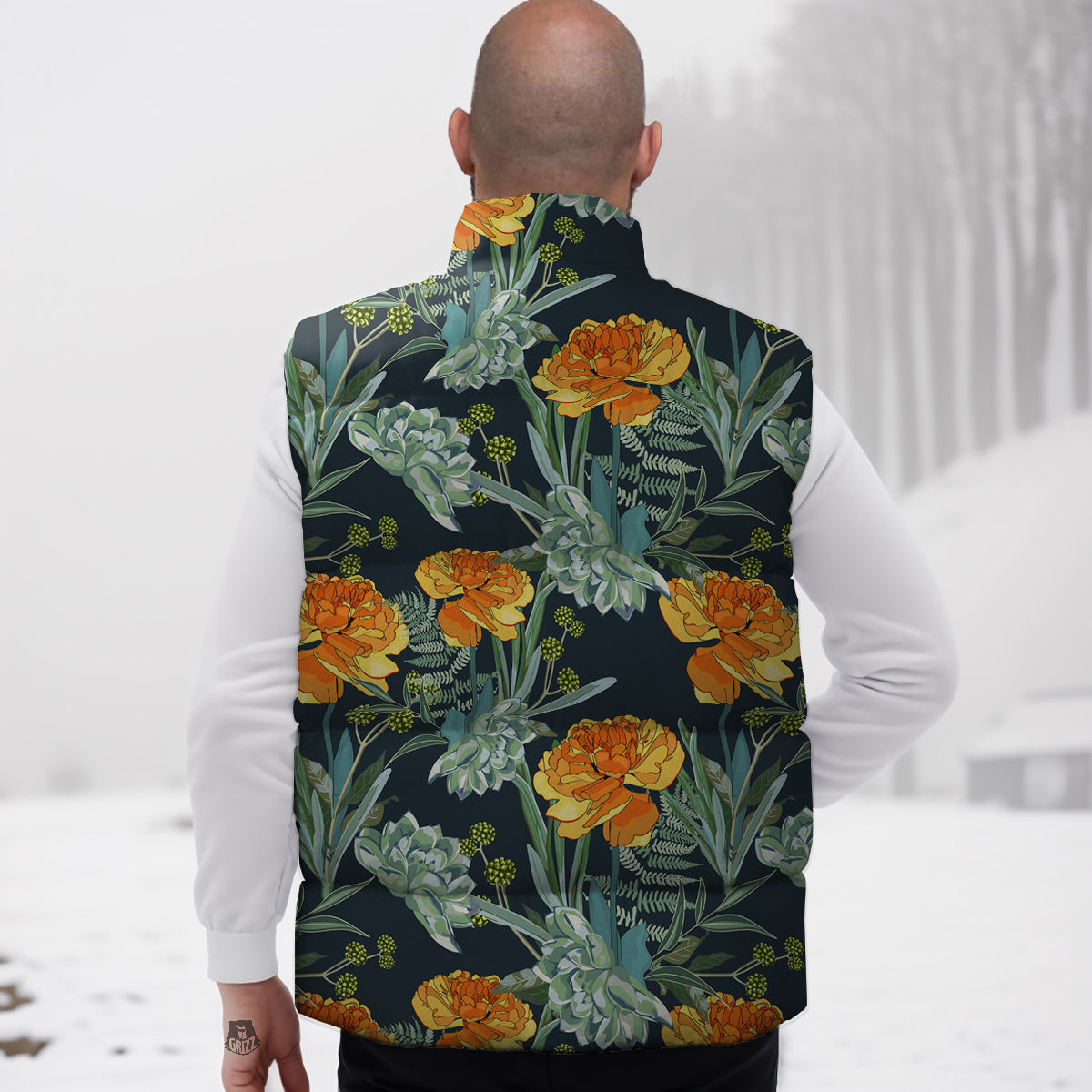 Tulip Spring Yellow Print Pattern Down Vest-grizzshop