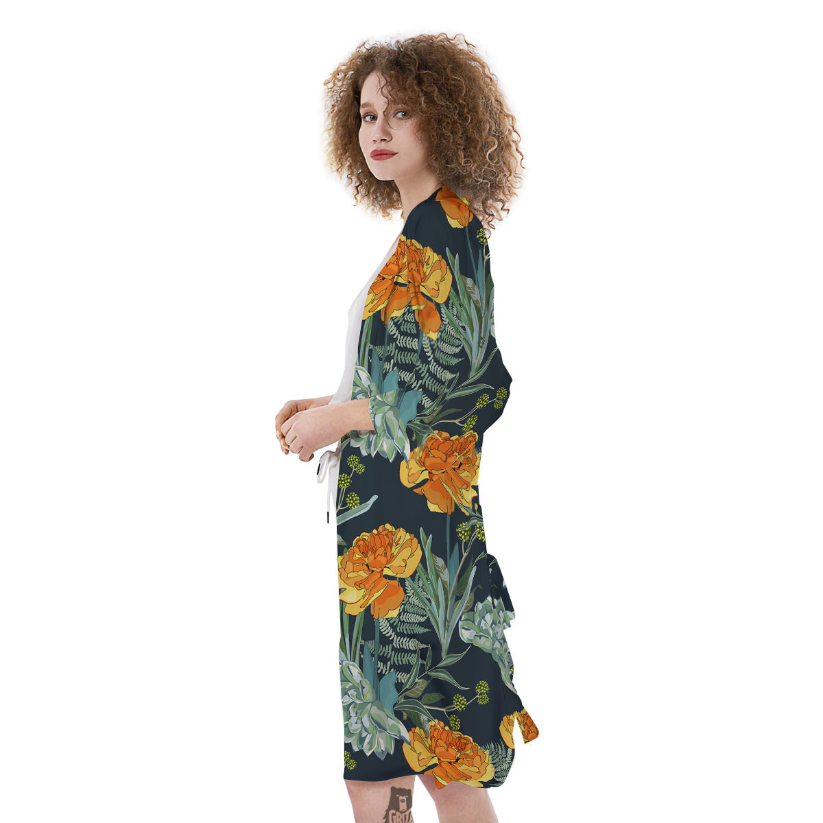 Tulip Spring Yellow Print Pattern Kimono-grizzshop