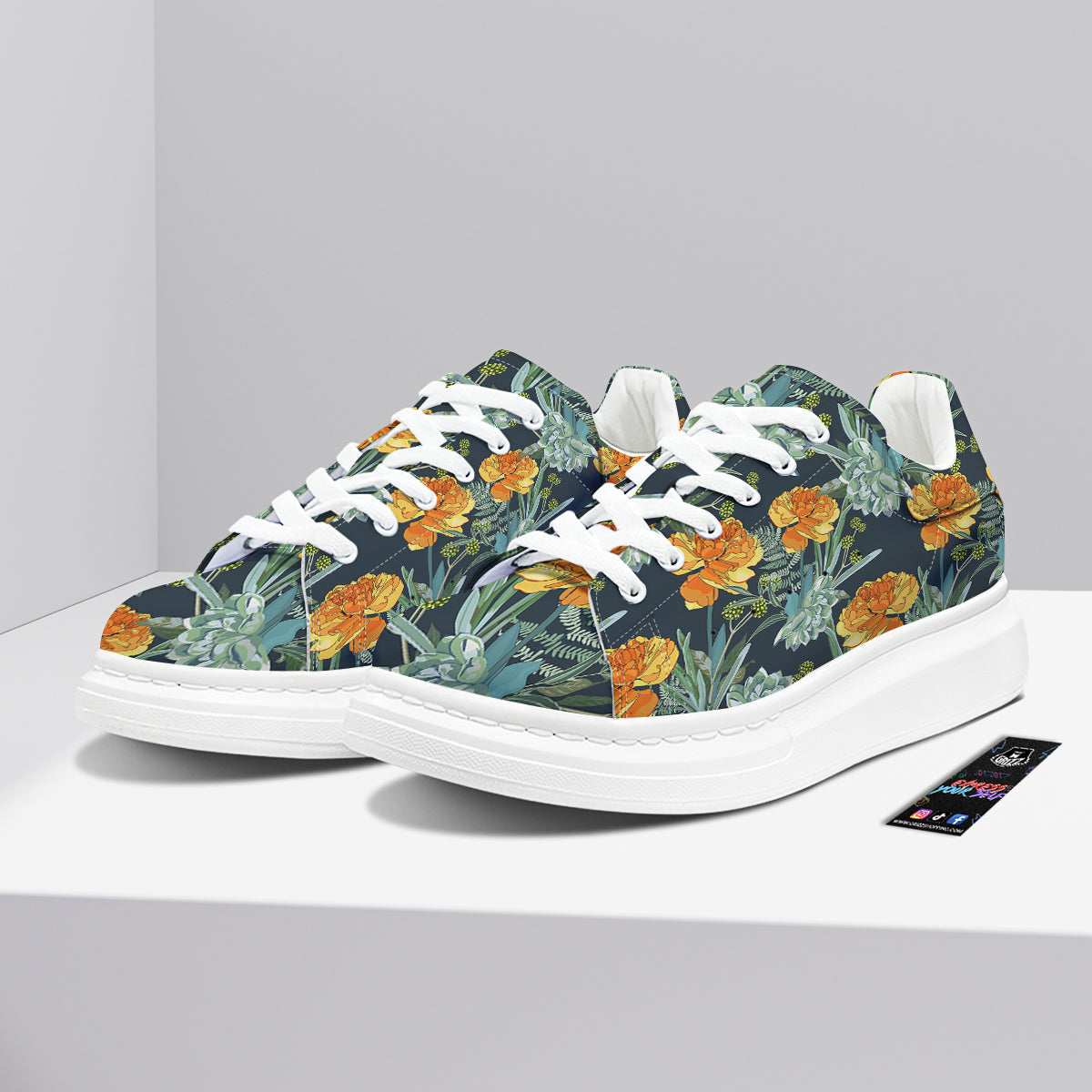 Tulip Spring Yellow Print Pattern Platform Shoes-grizzshop