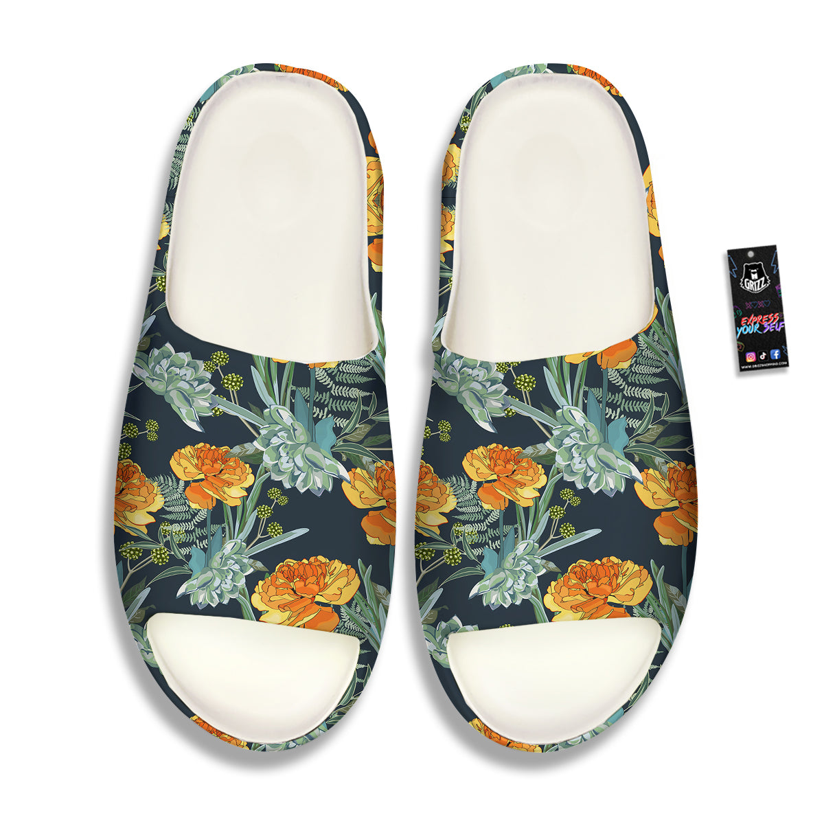 Tulip Spring Yellow Print Pattern Sandals-grizzshop