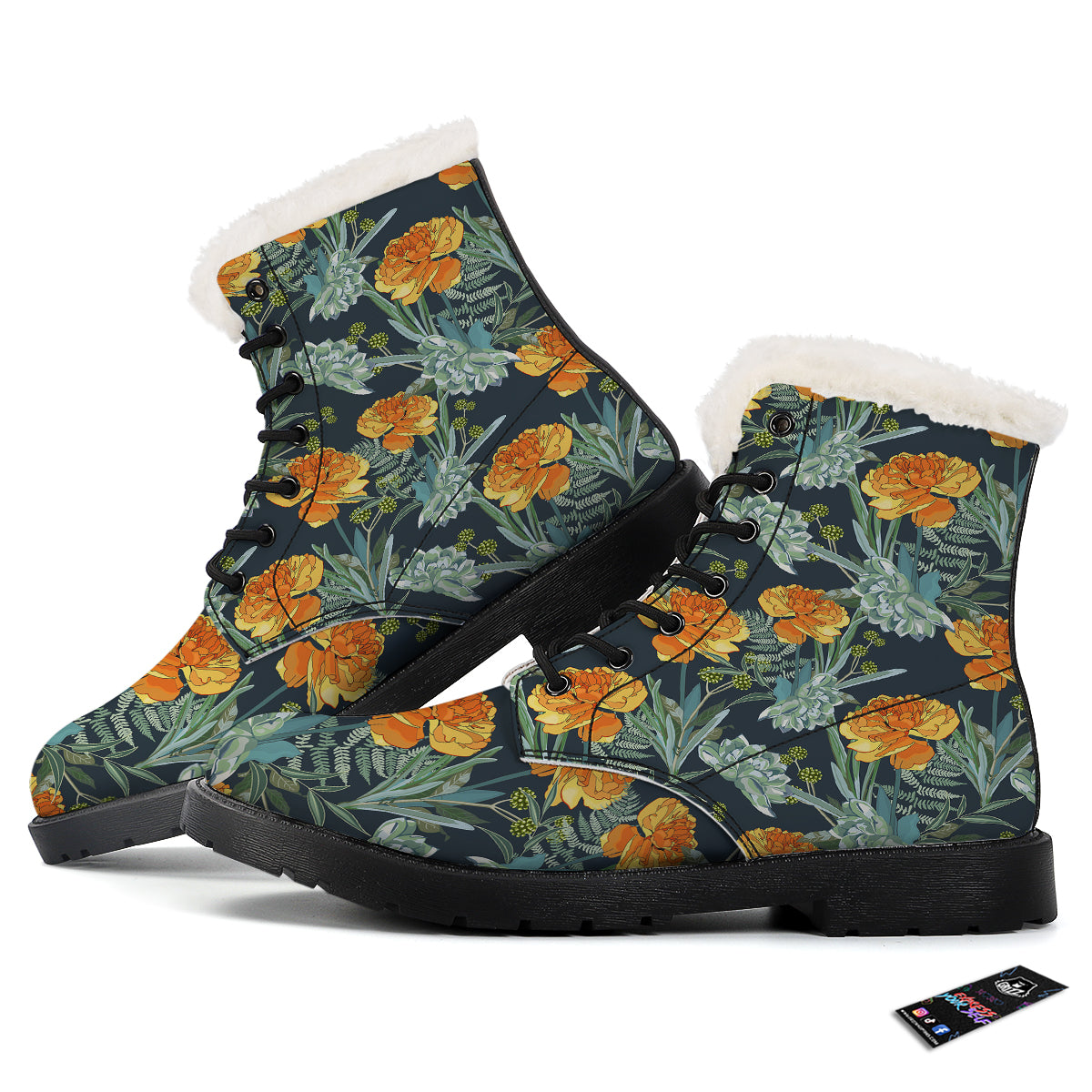 Tulip Spring Yellow Print Pattern Winter Boots-grizzshop