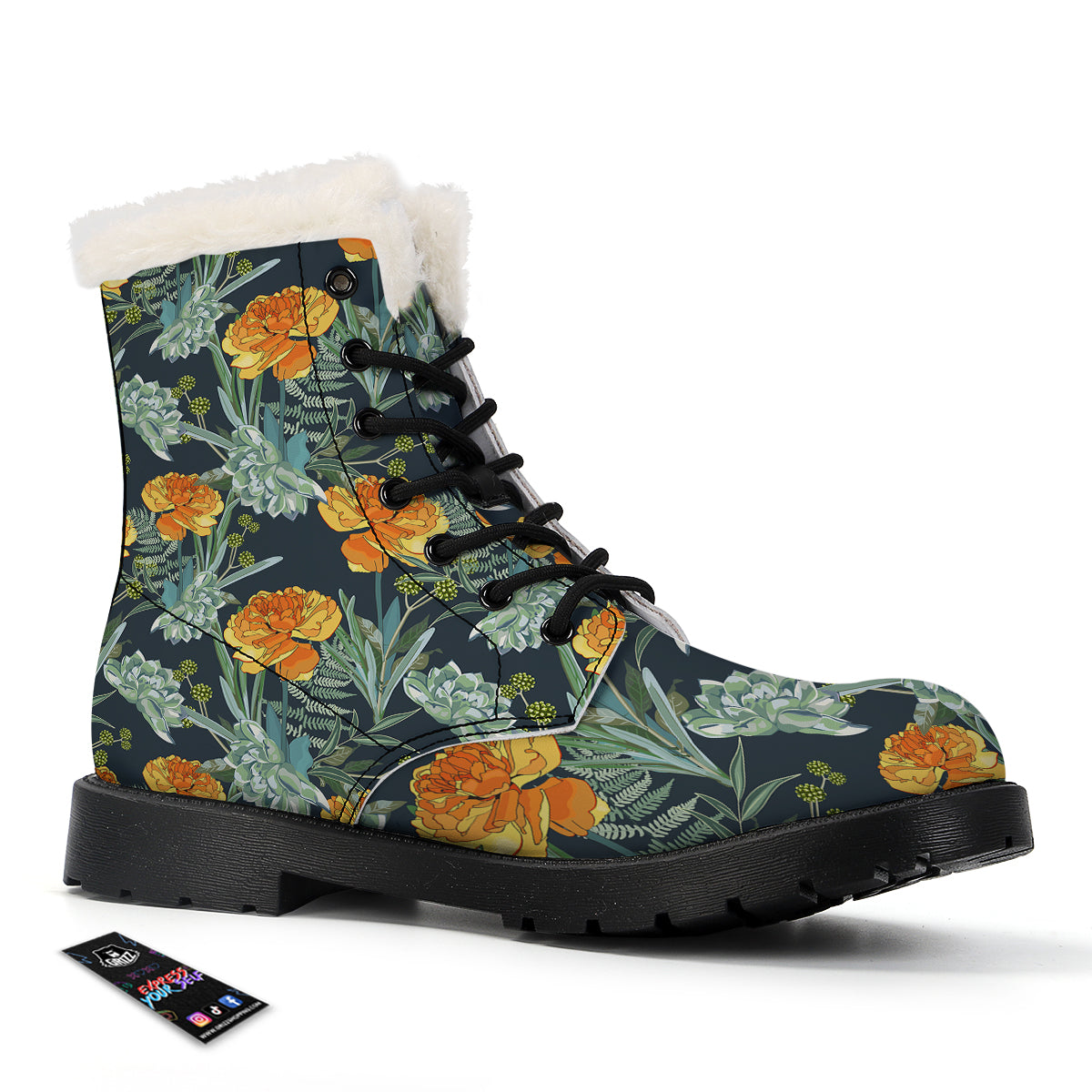 Tulip Spring Yellow Print Pattern Winter Boots-grizzshop