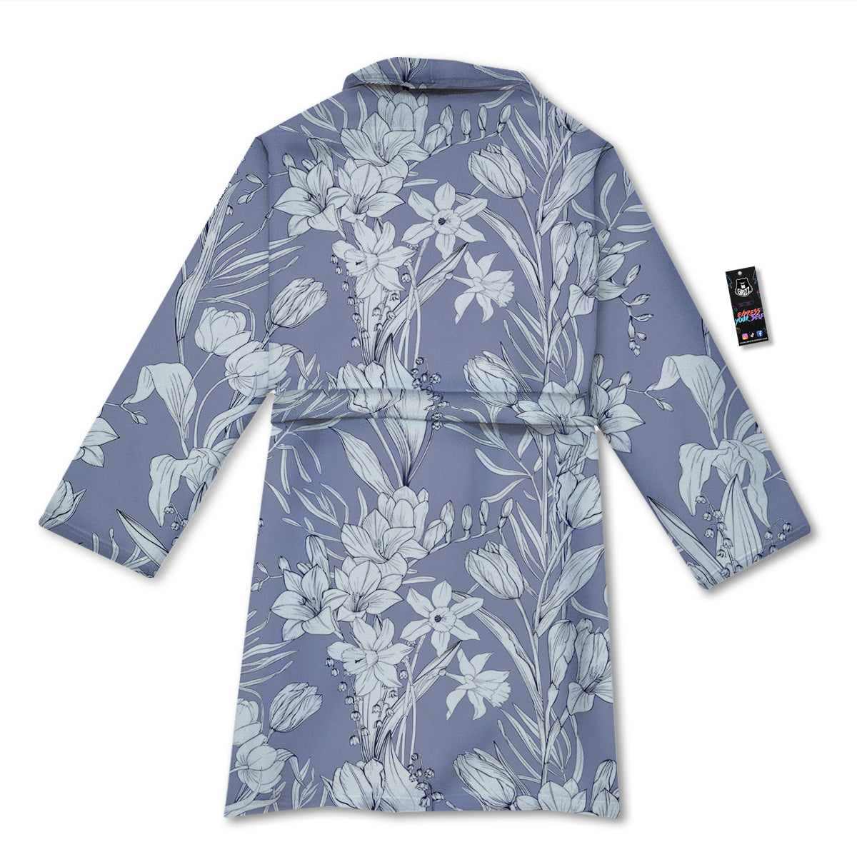Tulip White Print Pattern Bathrobe-grizzshop