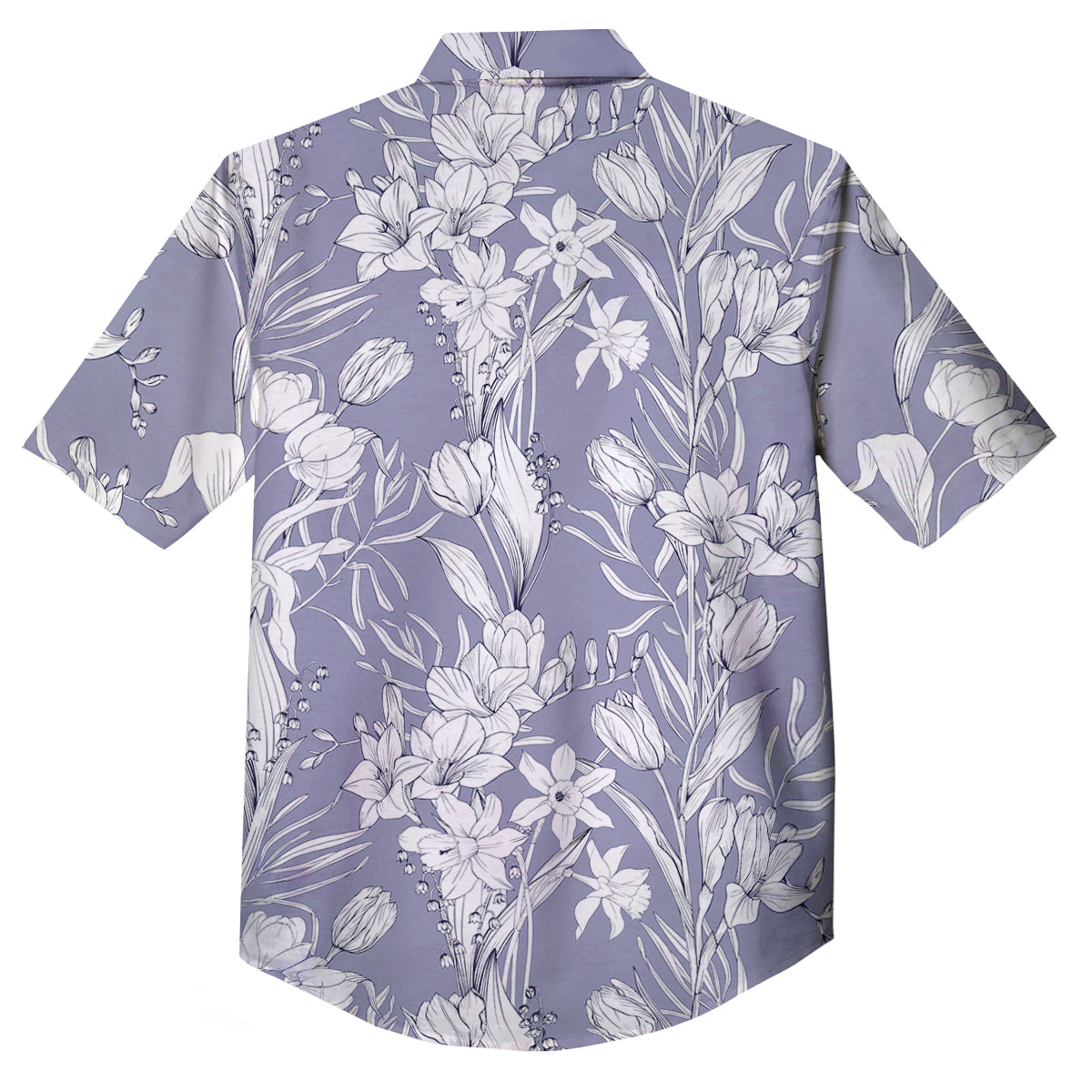 Tulip White Print Pattern Button Up Shirt-grizzshop