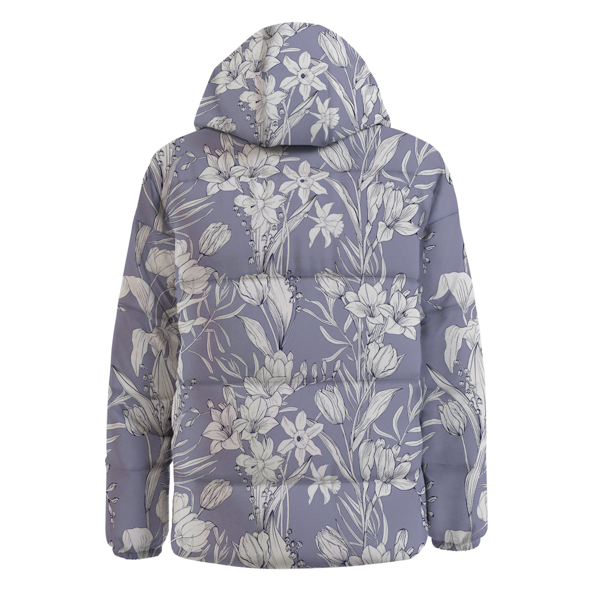 Tulip White Print Pattern Down Jacket-grizzshop