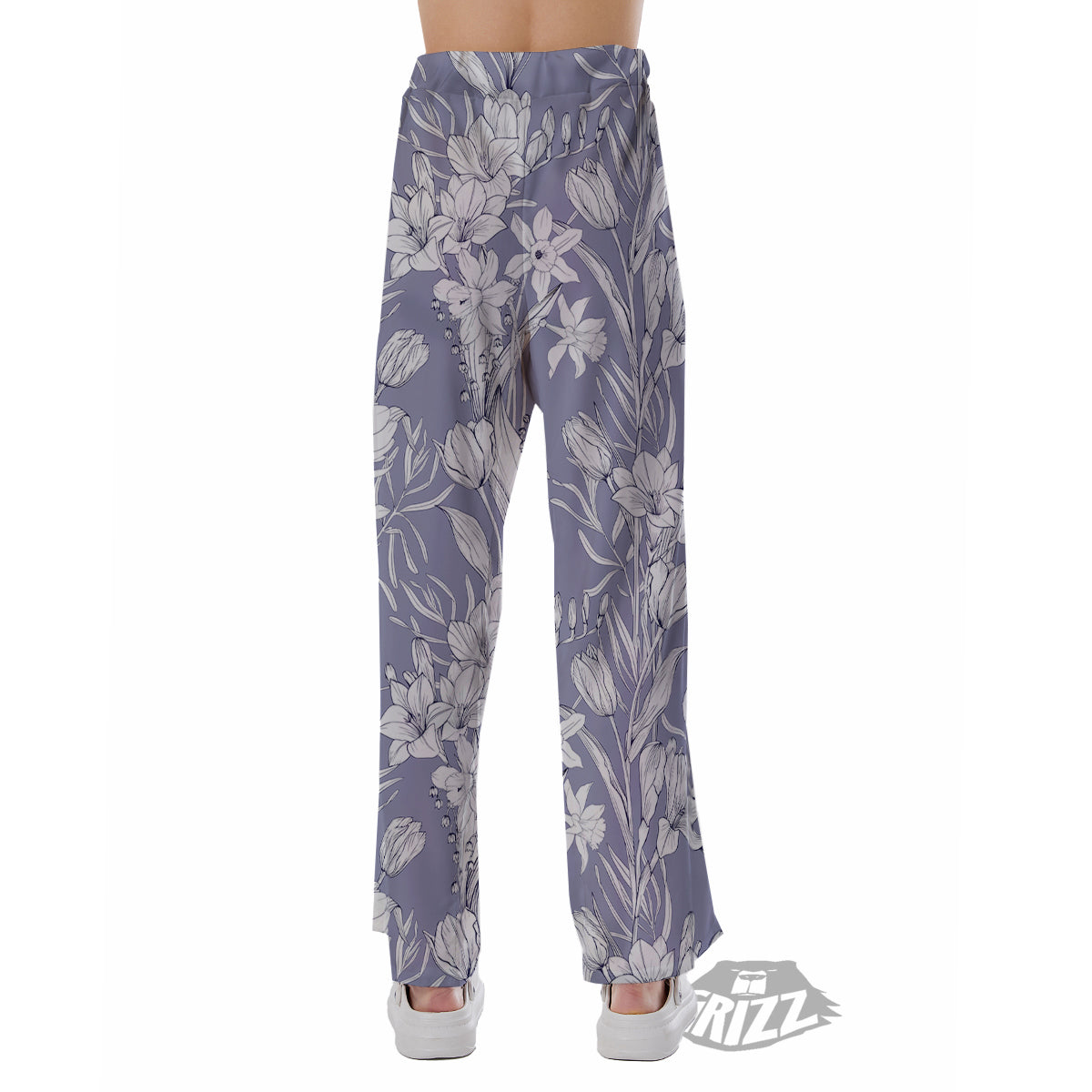 Tulip White Print Pattern Pajama Pants-grizzshop