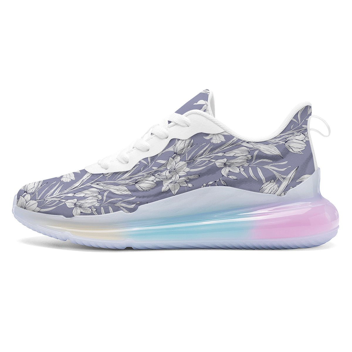 Tulip White Print Pattern Running Sneakers-grizzshop