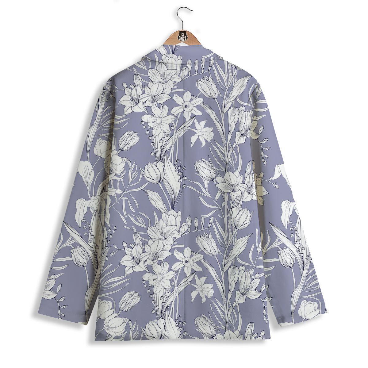 Tulip White Print Pattern Women's Blazer-grizzshop