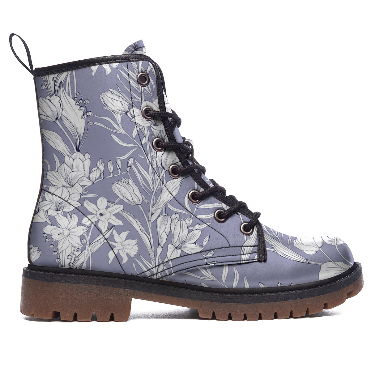 Tulip White Print Pattern Work Boots-grizzshop