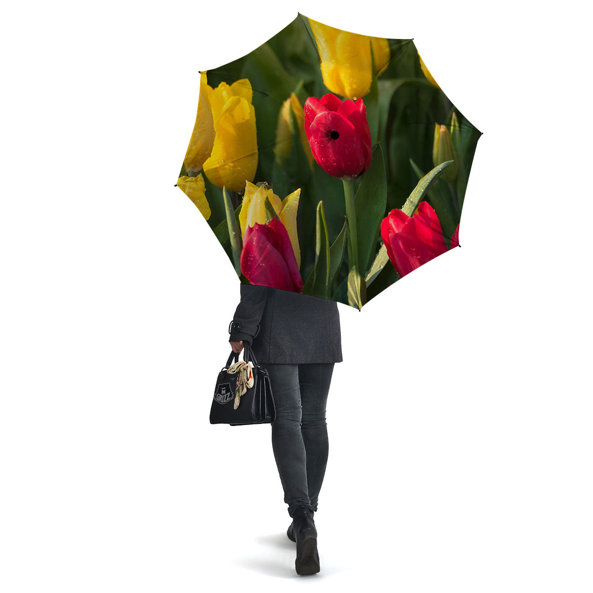 Tulip Yellow And Red Print Umbrella-grizzshop