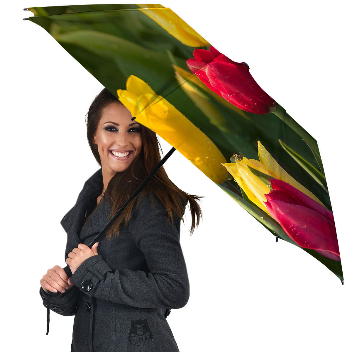 Tulip Yellow And Red Print Umbrella-grizzshop