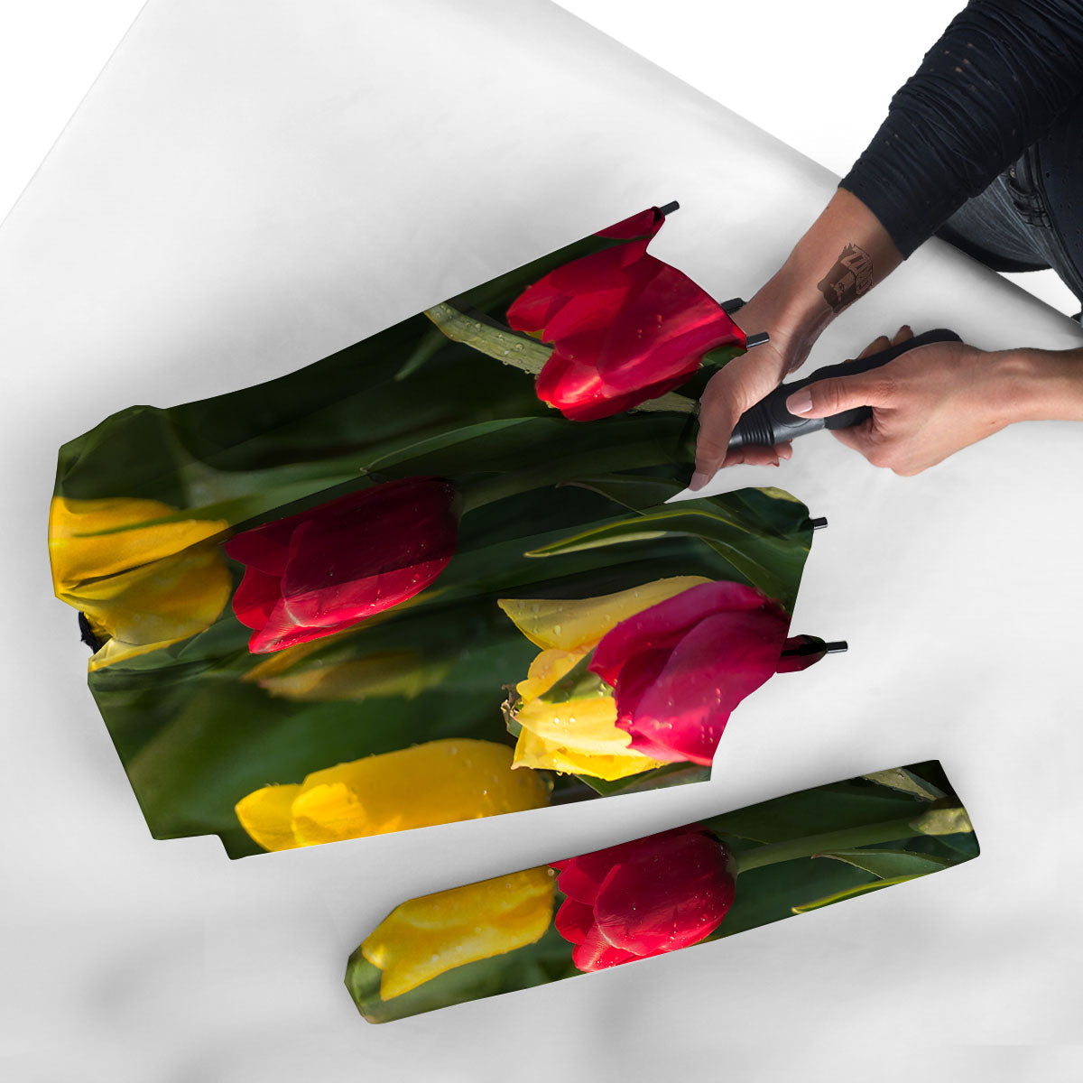 Tulip Yellow And Red Print Umbrella-grizzshop