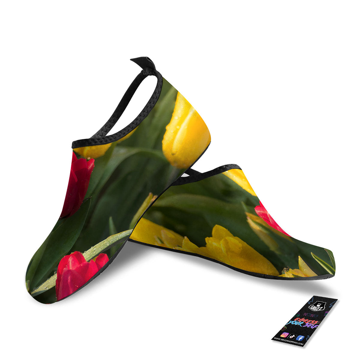 Tulip Yellow And Red Print Water Shoes-grizzshop