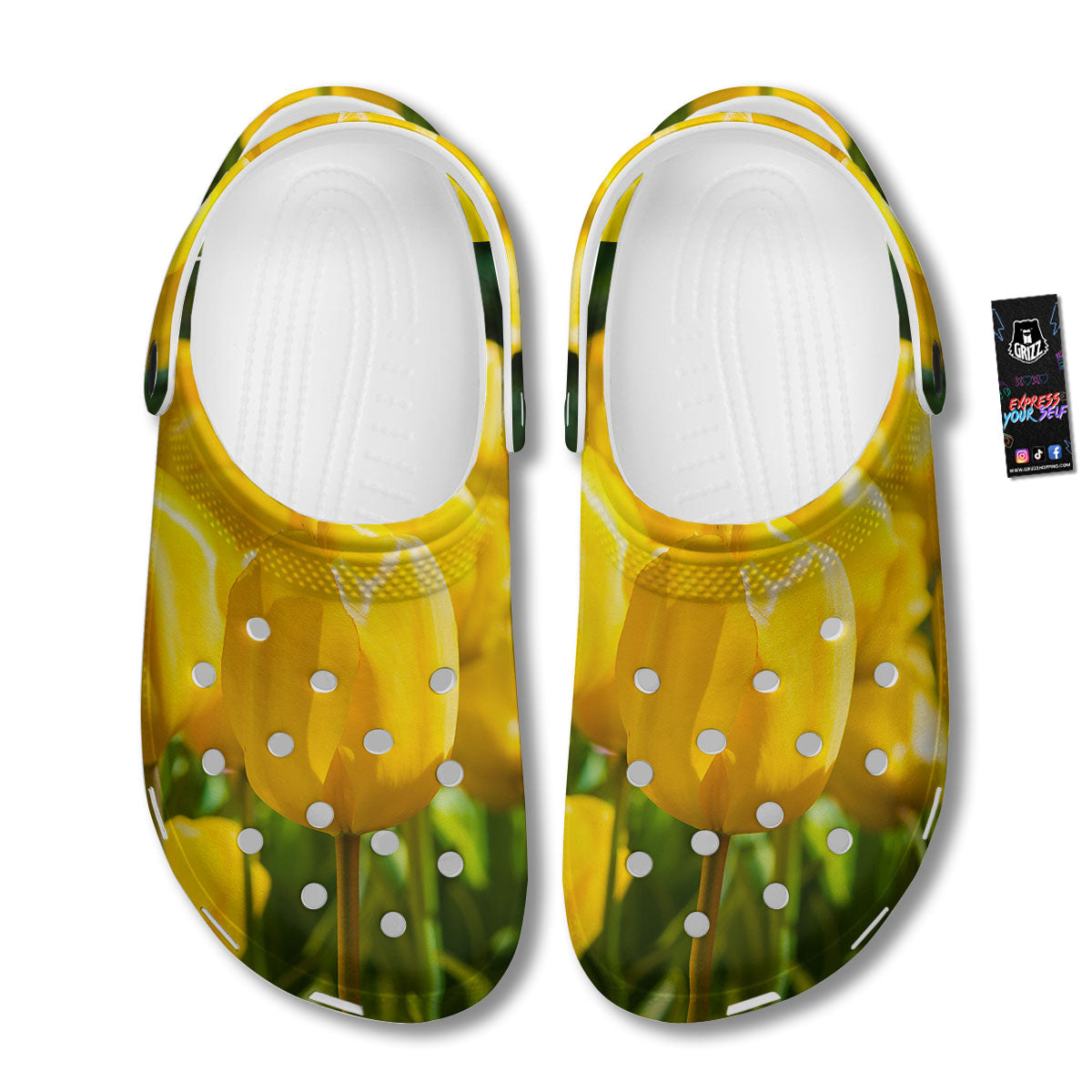 Tulip Yellow Print Clog-grizzshop