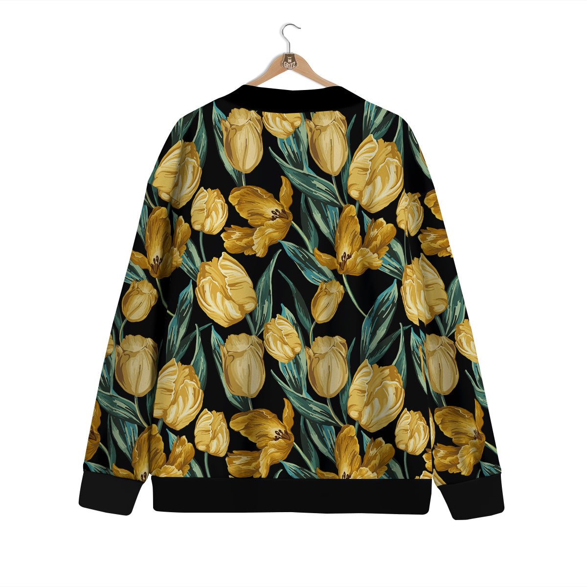 Tulip Yellow Print Pattern Cardigan-grizzshop