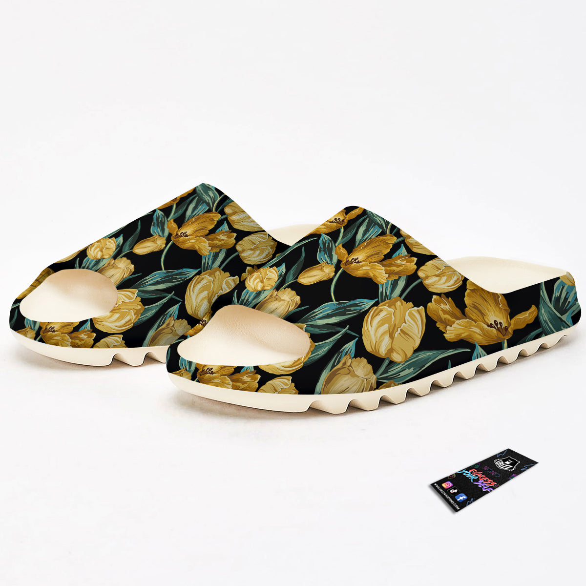 Tulip Yellow Print Pattern Sandals-grizzshop