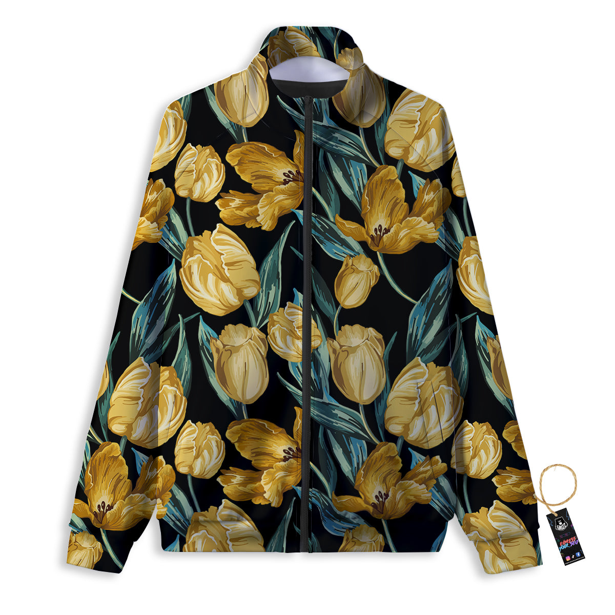 Tulip Yellow Print Pattern Track Jacket-grizzshop