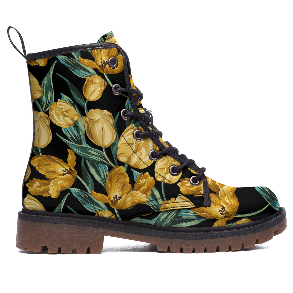 Tulip Yellow Print Pattern Work Boots-grizzshop