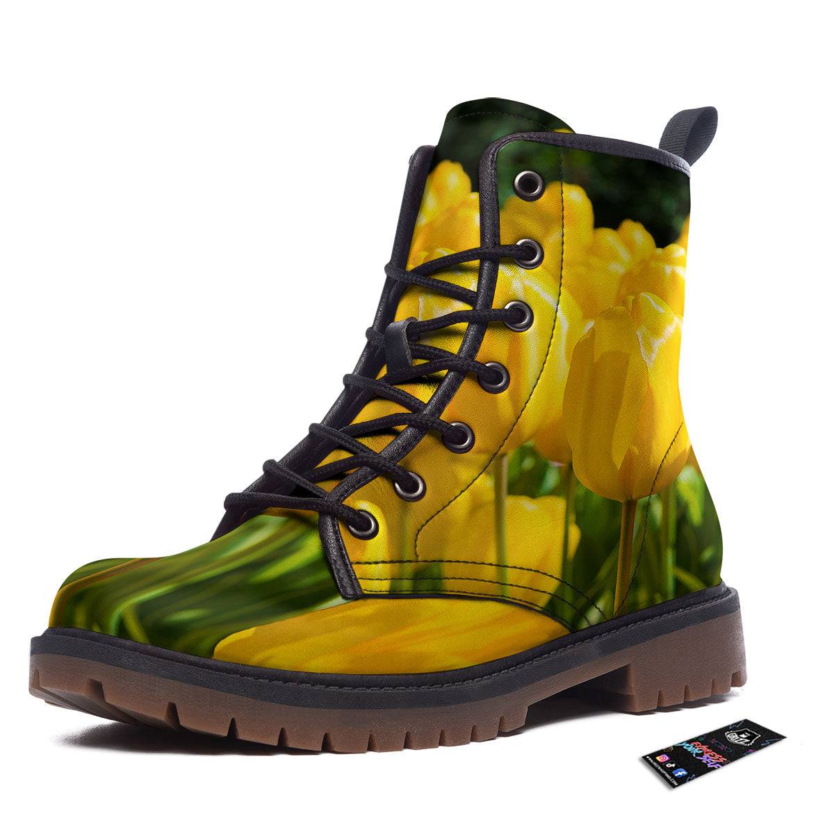 Tulip Yellow Print Work Boots-grizzshop