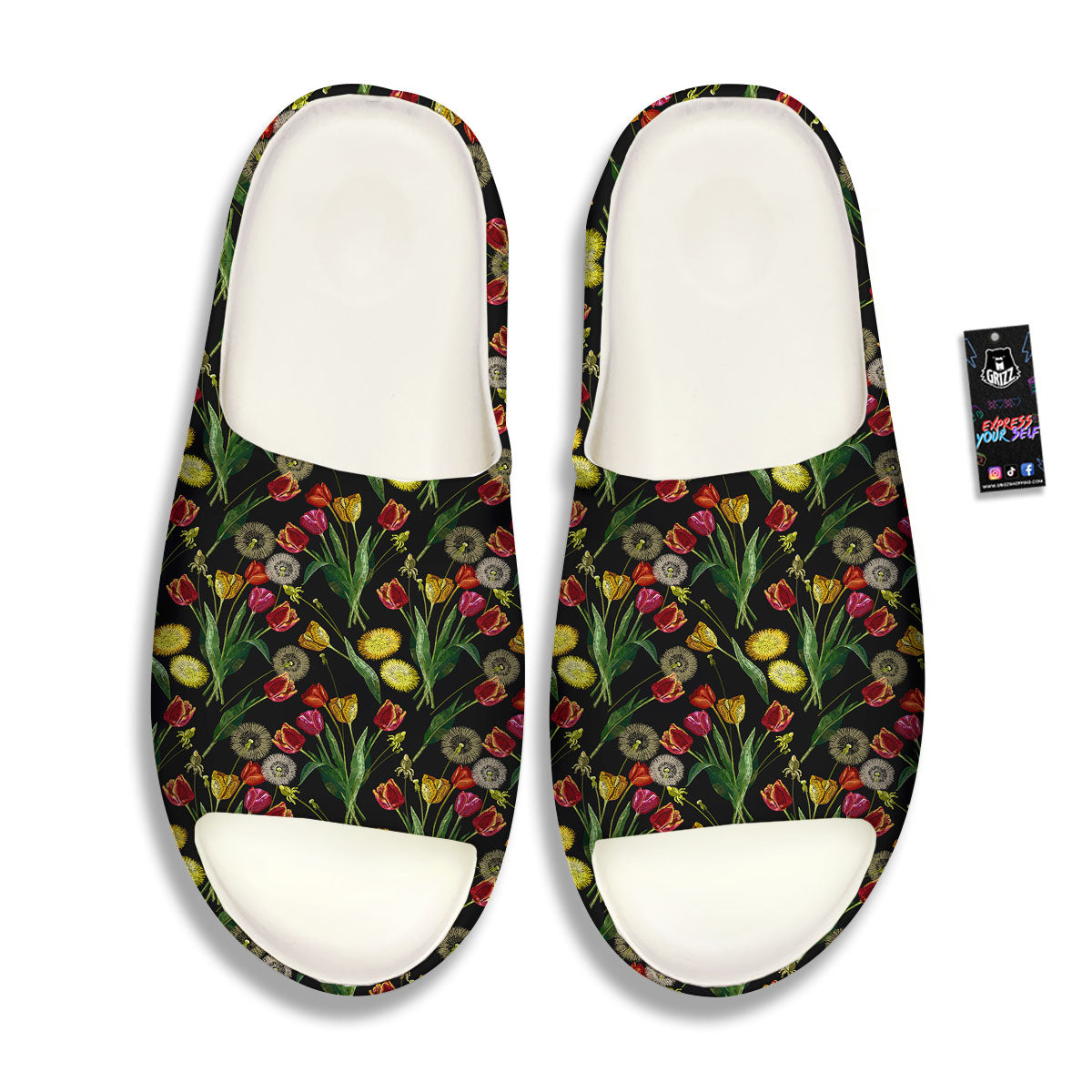 Tulip Embroidery Print Pattern Sandals-grizzshop
