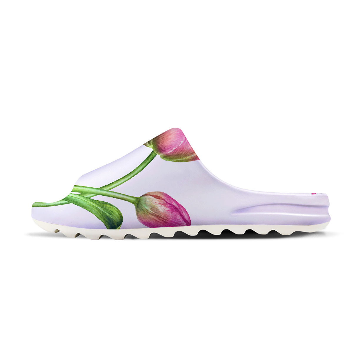 Tulip Flower Pink Watercolor Print Sandals-grizzshop