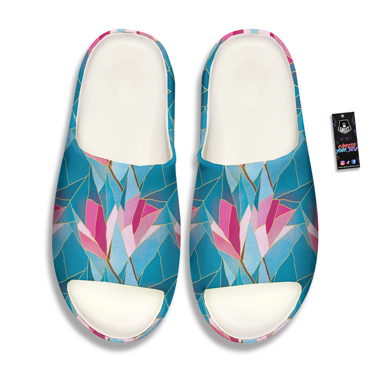 Tulip Polygon Print Pattern Sandals-grizzshop