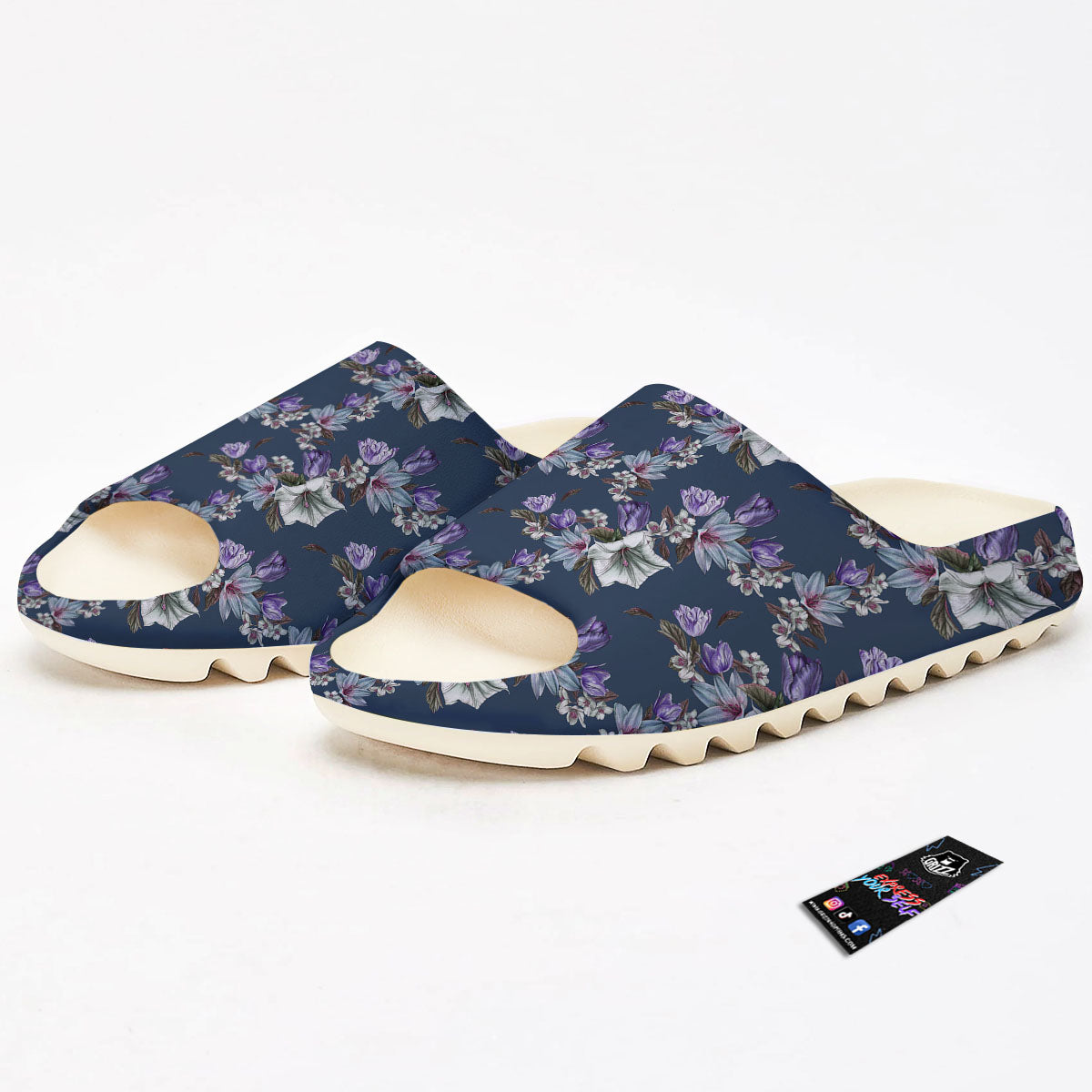 Tulip Purple Watercolor Print Pattern Sandals-grizzshop