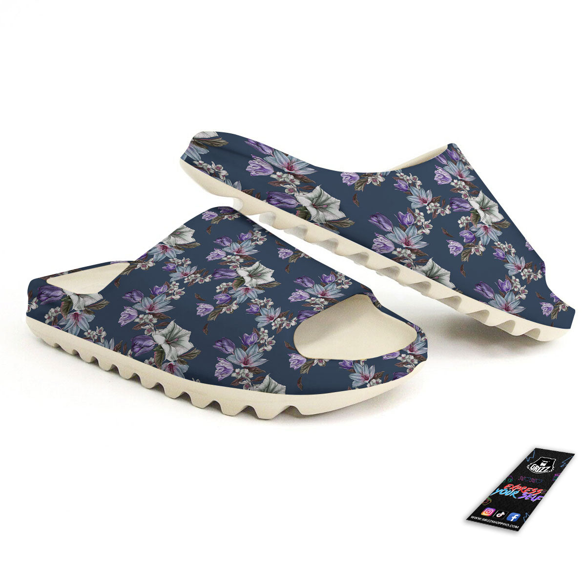 Tulip Purple Watercolor Print Pattern Sandals-grizzshop