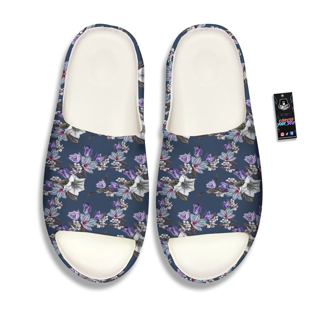 Tulip Purple Watercolor Print Pattern Sandals-grizzshop
