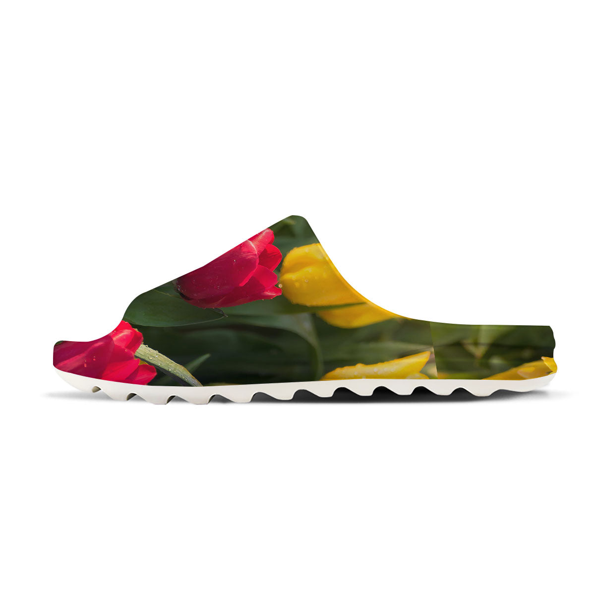 Tulip Yellow And Red Print Sandals-grizzshop