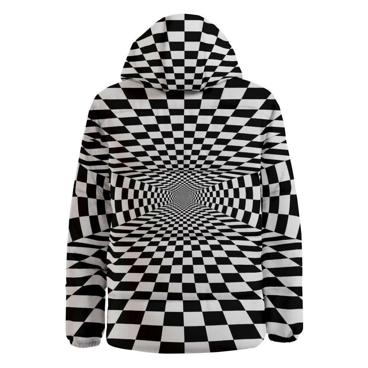 Tunnel Illusion White And Black Print Down Jacket-grizzshop