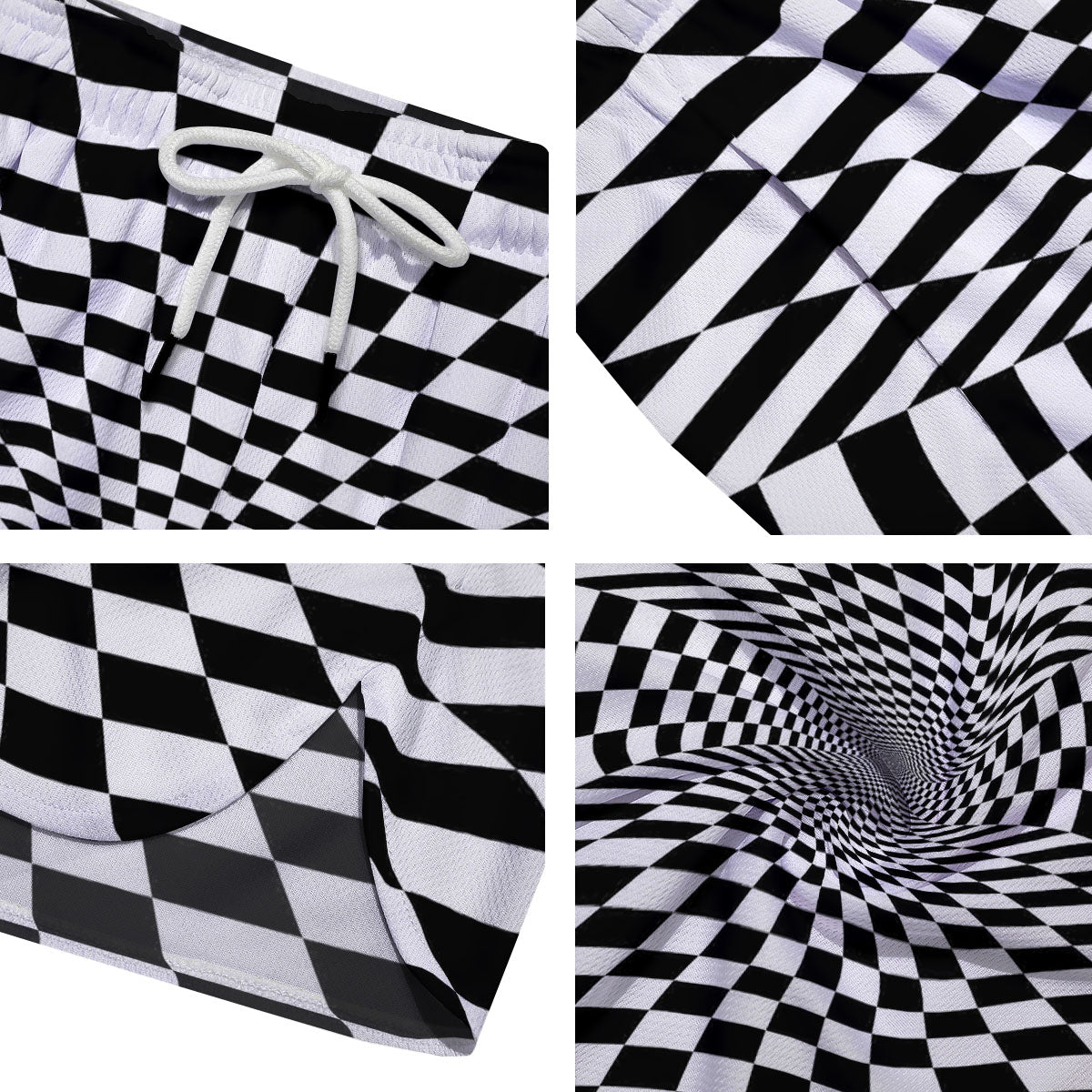 Tunnel Illusion White And Black Print Men's Running Shorts-grizzshop