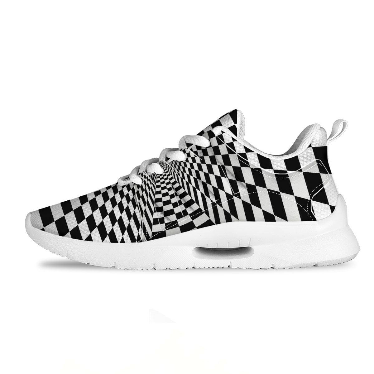Tunnel Illusion White And Black Print Tennis Shoes-grizzshop
