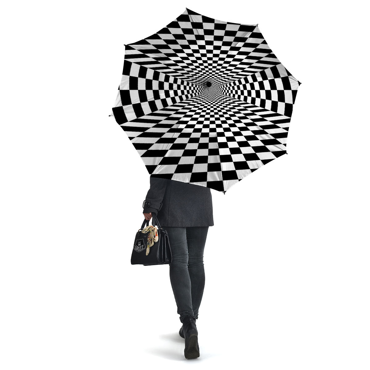 Tunnel Illusion White And Black Print Umbrella-grizzshop