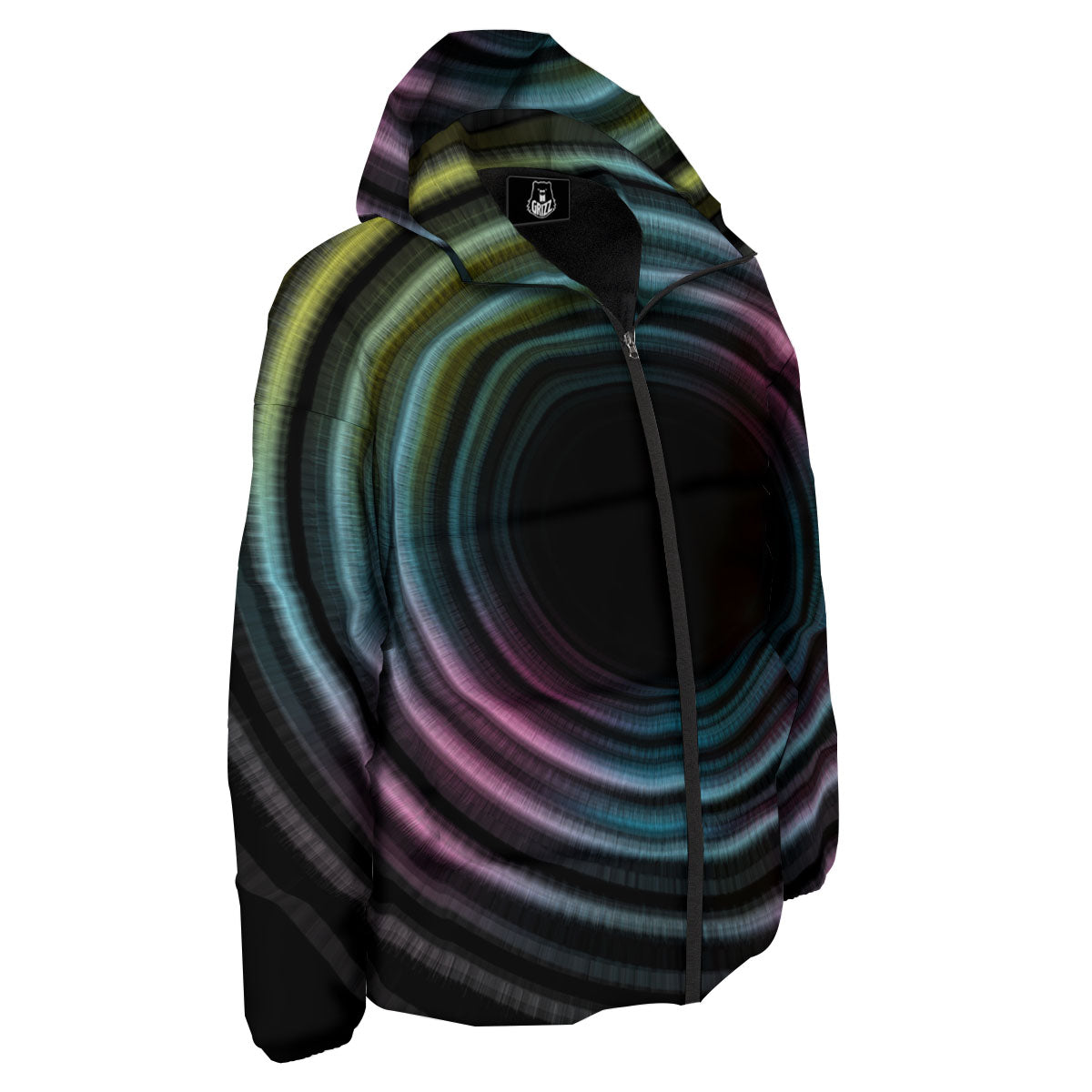 Tunnel Lights Teal And Pink Print Down Jacket-grizzshop