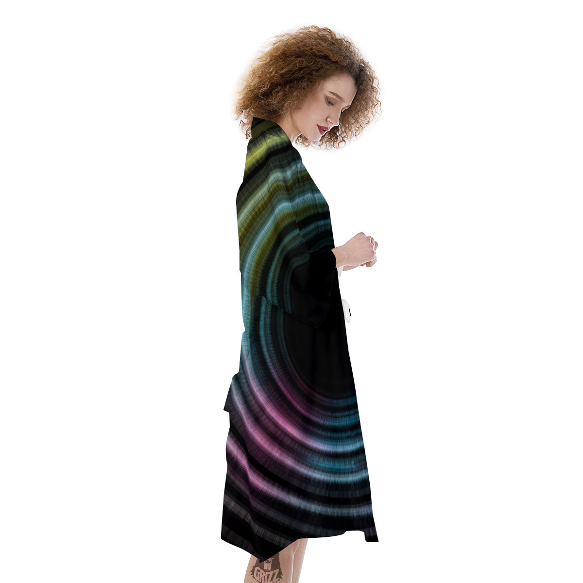 Tunnel Lights Teal And Pink Print Kimono-grizzshop