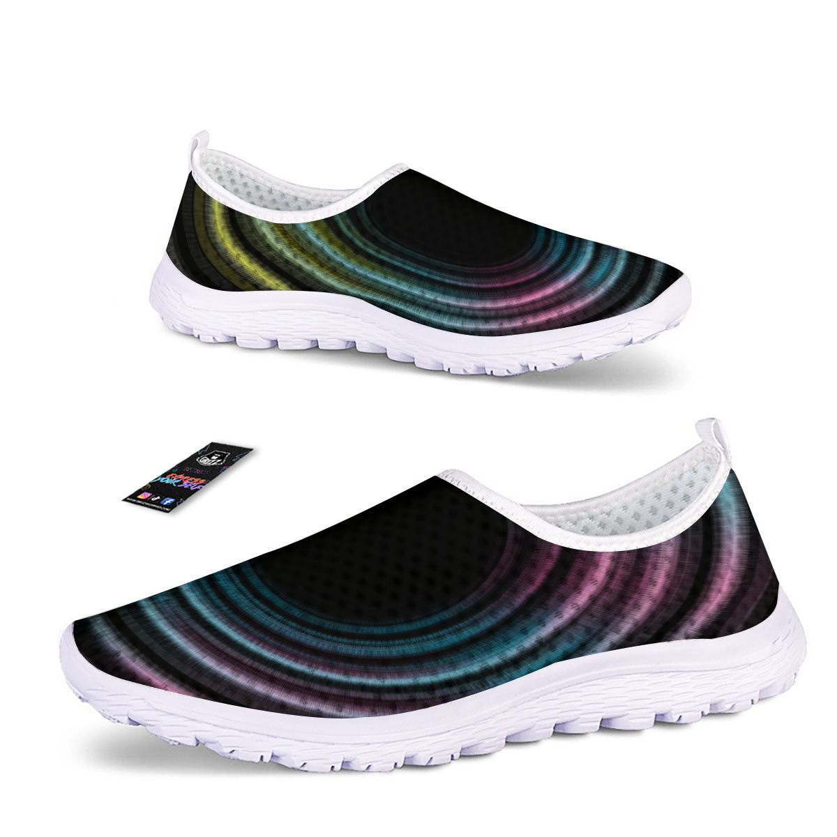 Tunnel Lights Teal And Pink Print Nurse Shoes-grizzshop