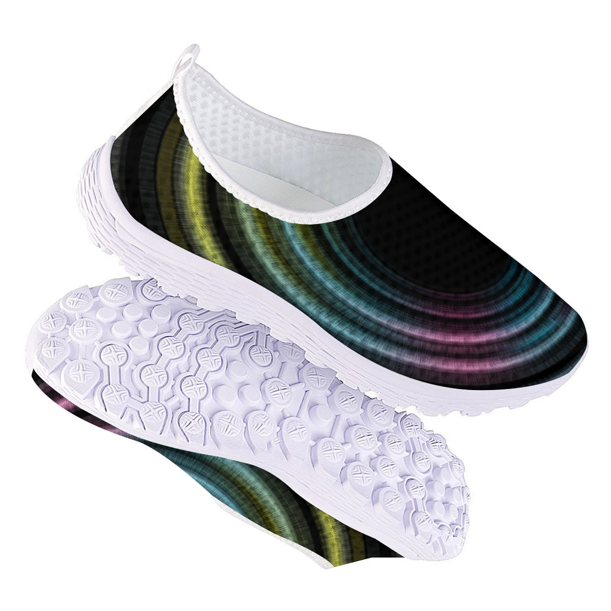 Tunnel Lights Teal And Pink Print Nurse Shoes-grizzshop