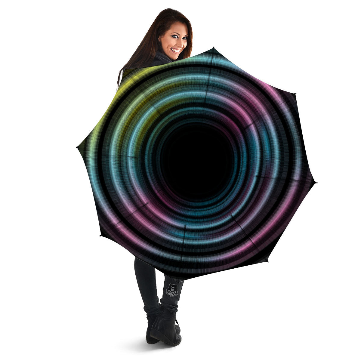 Tunnel Lights Teal And Pink Print Umbrella-grizzshop
