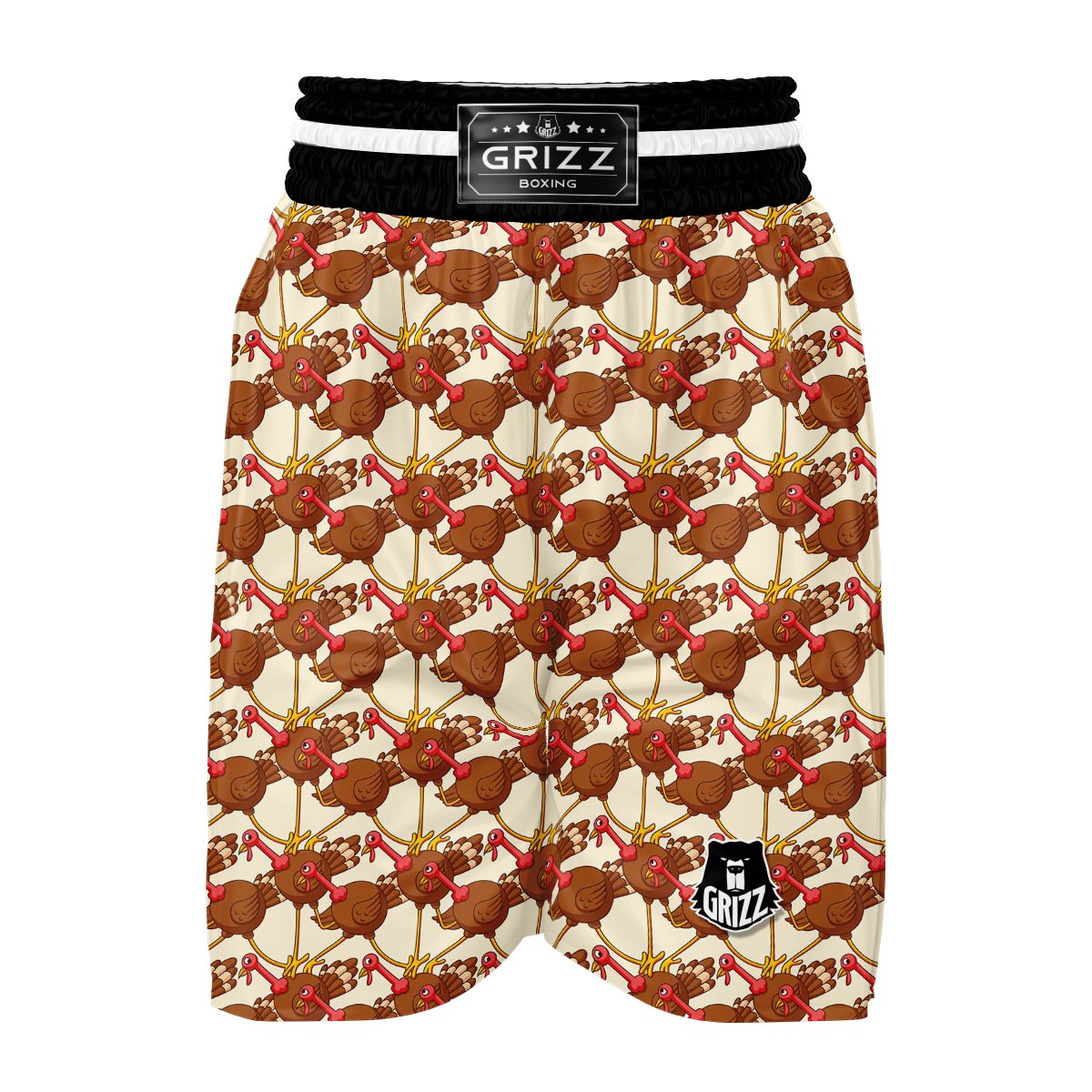 Turkey Thankgiving Pattern Print Boxing Shorts-grizzshop