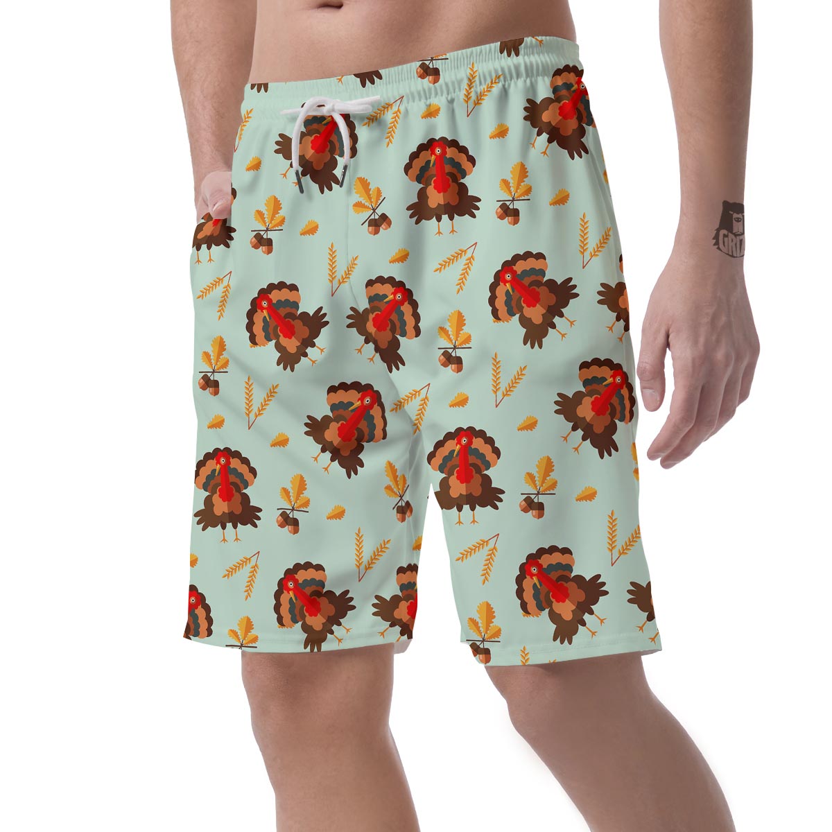 Turkey Thankgiving Print Pattern Men's Shorts-grizzshop