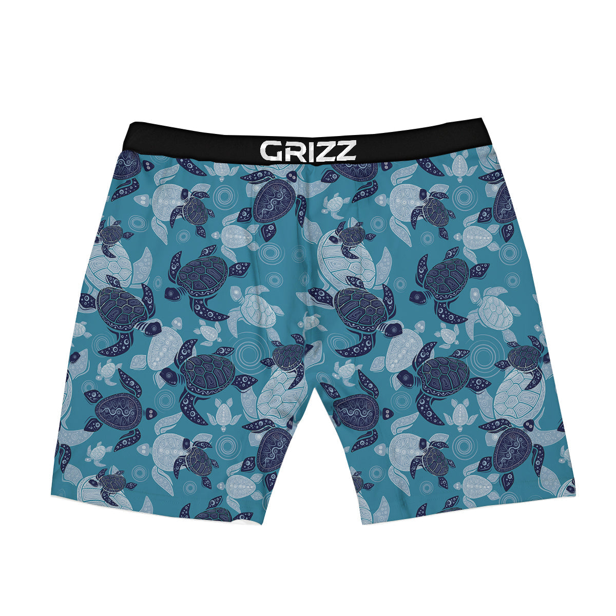 Turtle Blue And White Print Pattern Boxer Briefs-grizzshop