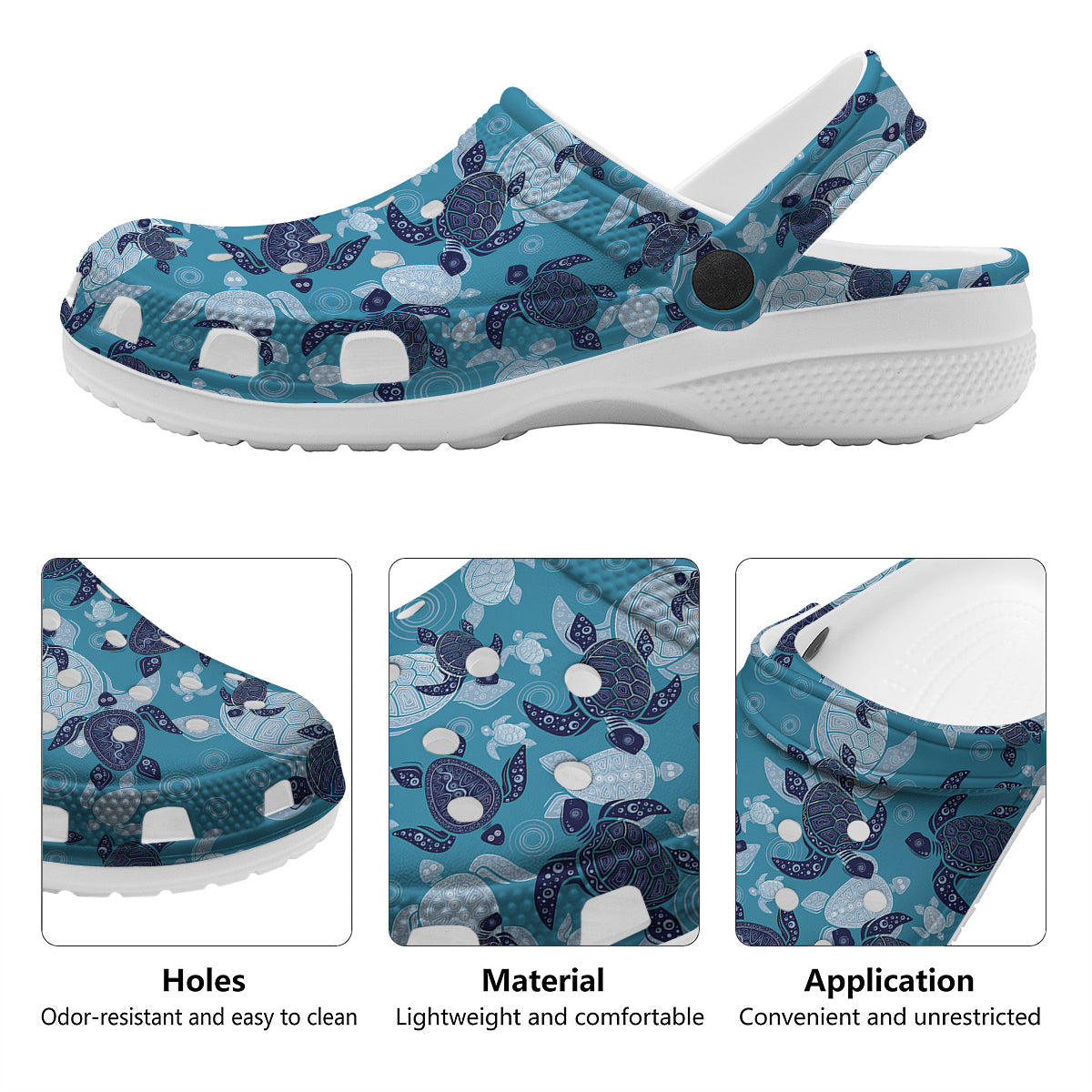 Turtle Blue And White Print Pattern Clog-grizzshop