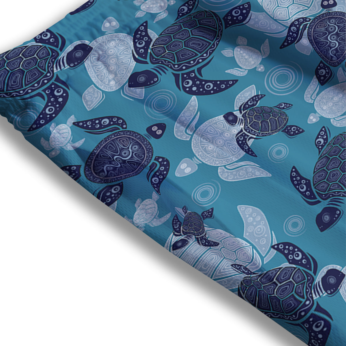 Turtle Blue And White Print Pattern Mesh Shorts-grizzshop