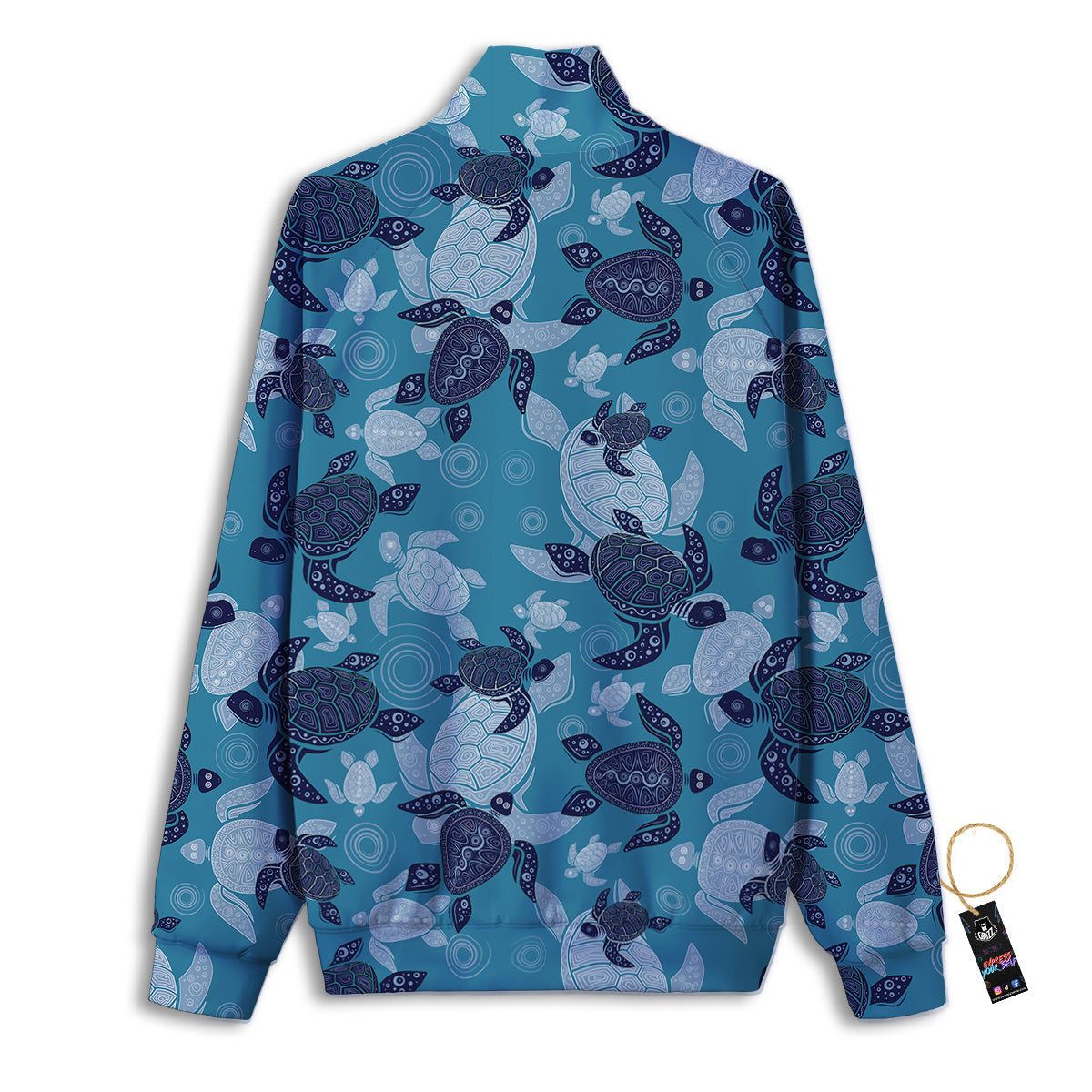 Turtle Blue And White Print Pattern Track Jacket-grizzshop