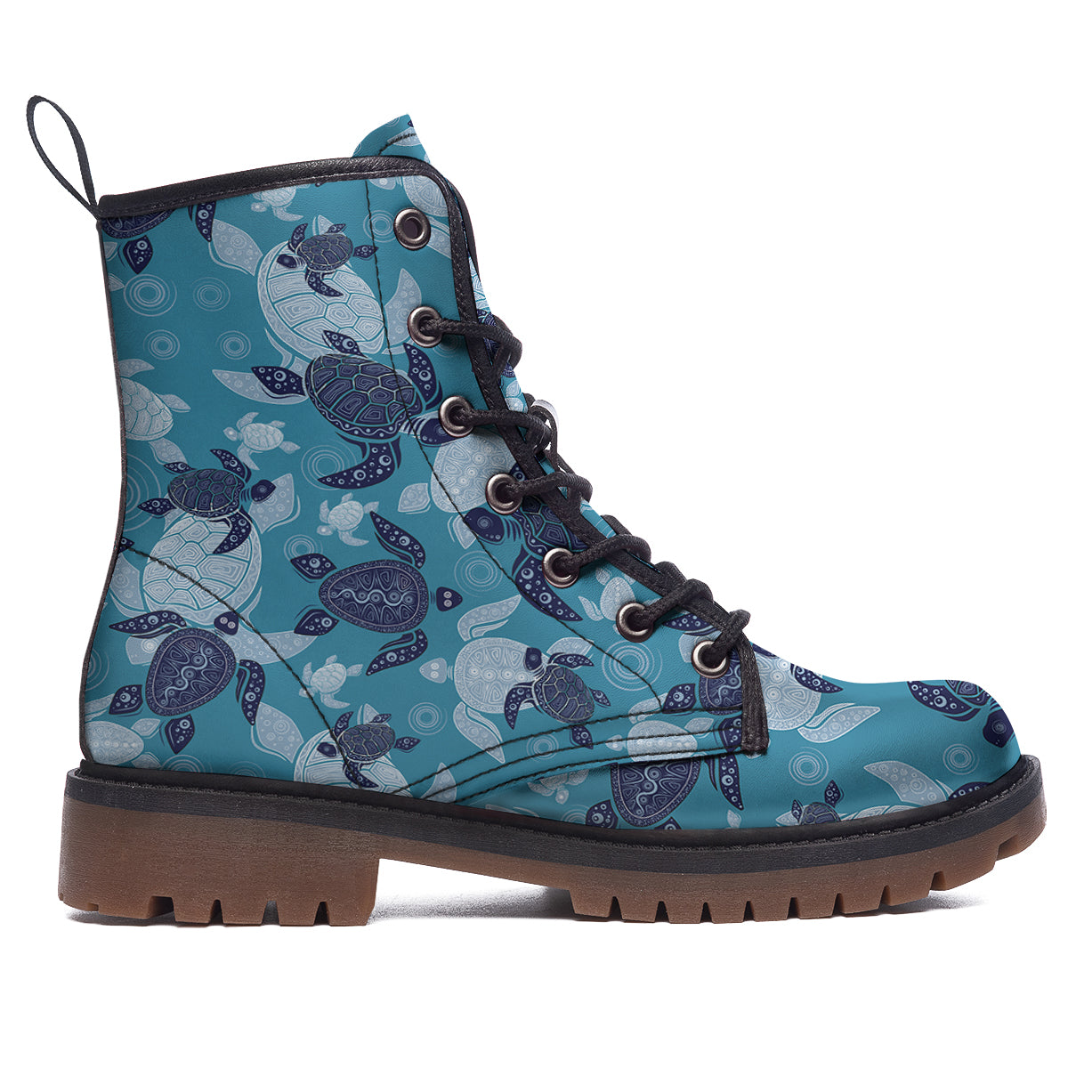 Turtle Blue And White Print Pattern Work Boots-grizzshop